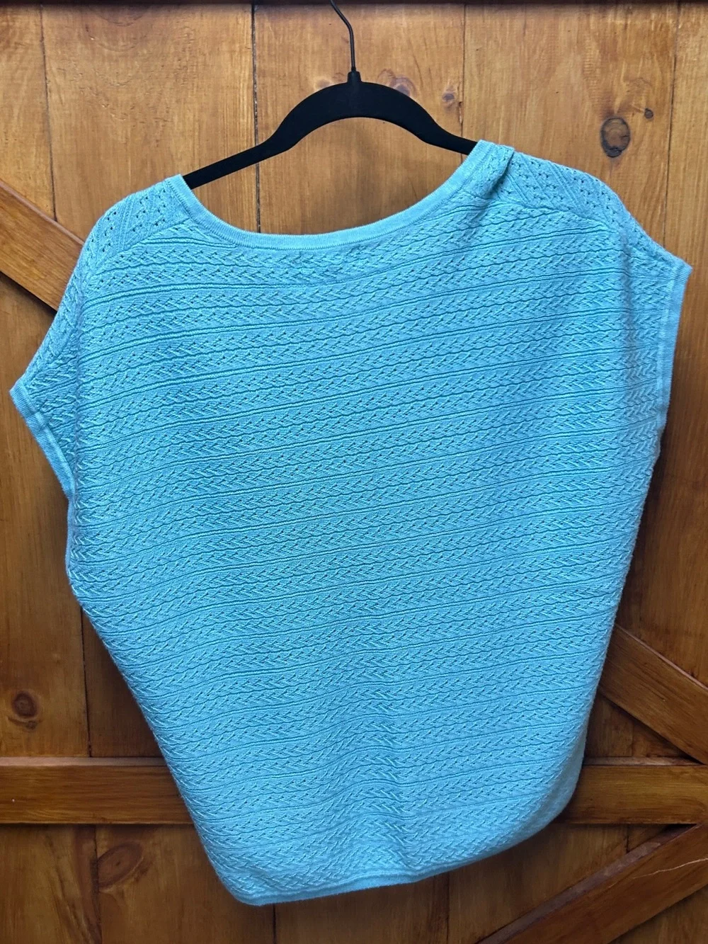Tahari Light Blue V-Neck Knit Top